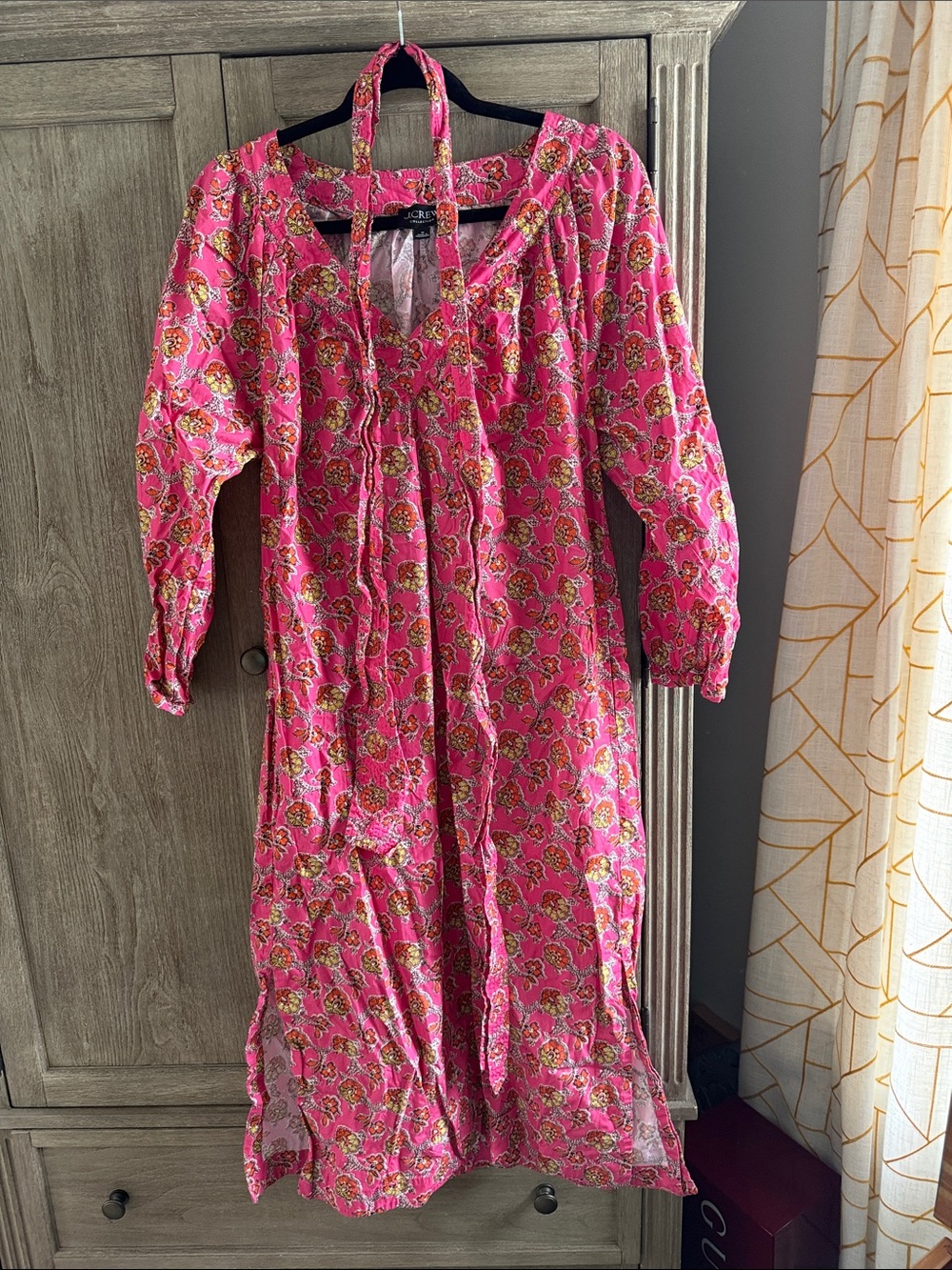J. Crew Pink Floral Tie-Front Maxi Dress
